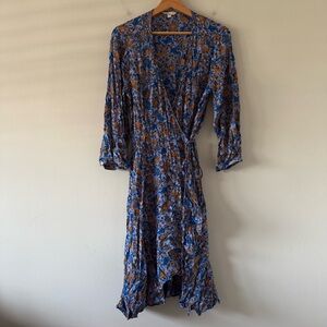 Lucky Brand Wrap Dress Size Large Floral Flowy Cottage Coquette Farm Feminine